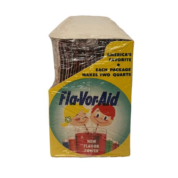 Vintage 1960s Fla-Vor-Aid Drink Mix 6 Flavors Unopened New Full Display Sealed - Picture 5 of 9